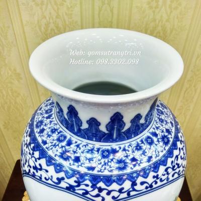 Bình Men Chàm họa tiết 2 mặt: Phượng Hoàng Hoa Mẫu Đơn - Sơn Thủy-